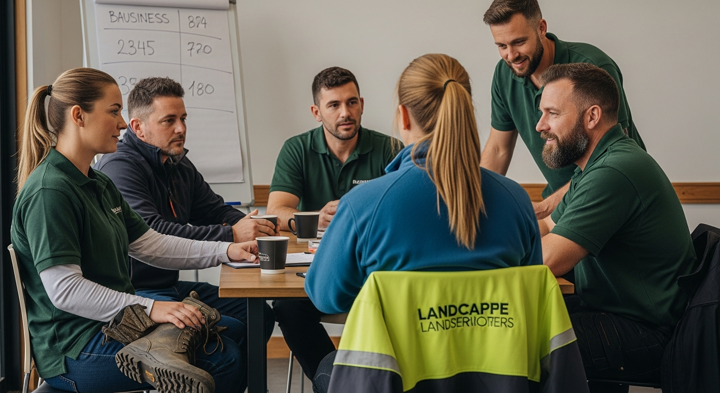 Strategic board meeting for landscape business owners